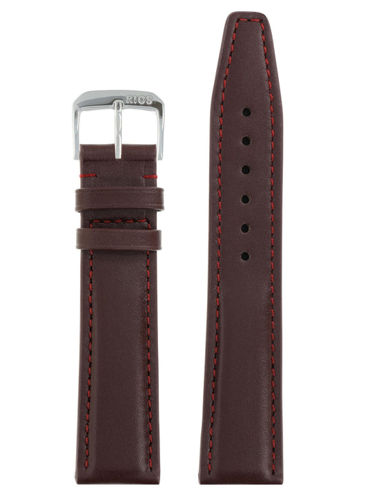 RIOS1931 Echt-Kalbsleder-Uhrenarmband (Bordeaux) - 21mm - Länge M
