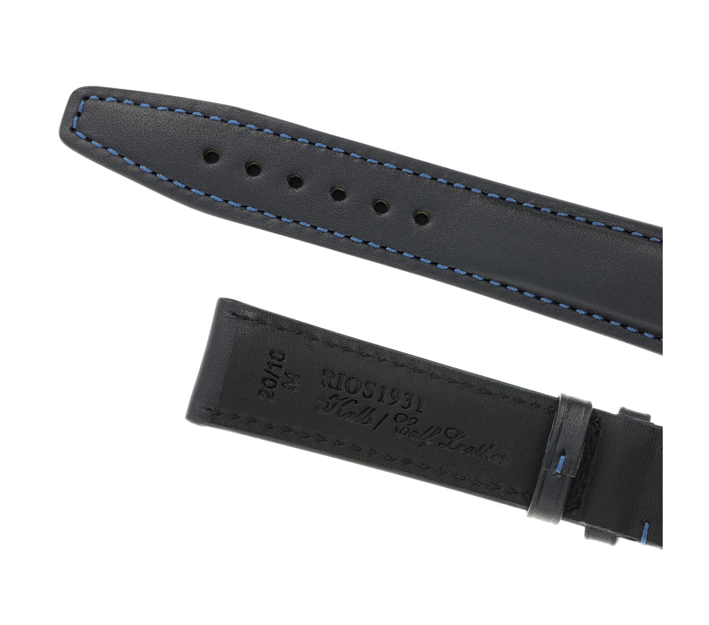 RIOS1931 Echt-Kalbsleder-Uhrenarmband (Ozeanblau) - 21mm - Länge M