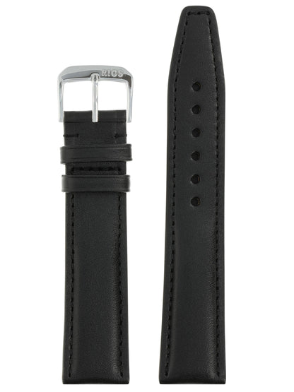 RIOS1931 Echt-Kalbsleder-Uhrenarmband (Schwarz) - 21mm - Länge M