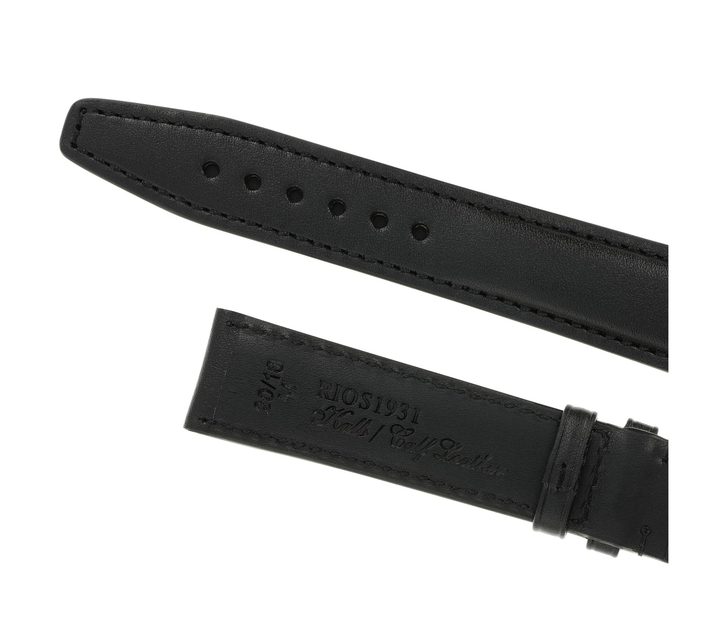 RIOS1931 Echt-Kalbsleder-Uhrenarmband (Schwarz) - 21mm - Länge M