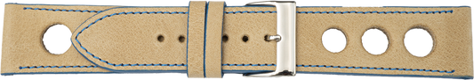 Bracelet de montre en cuir PREMUM beige / bleu 22mm