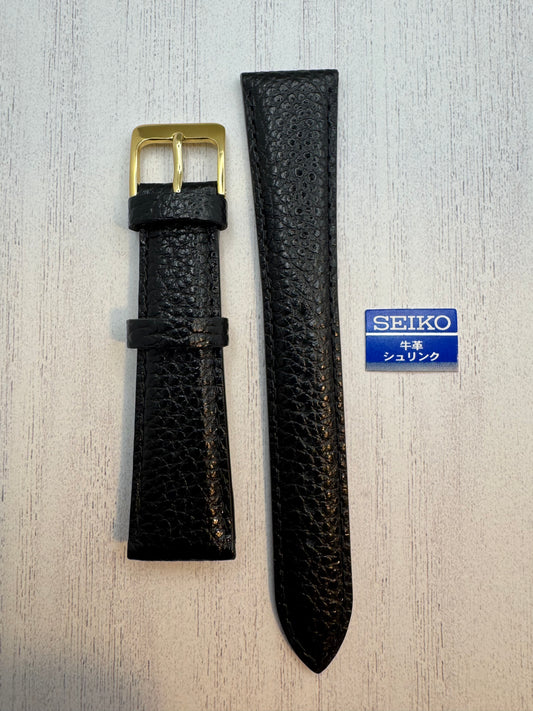 Seiko JDM Armband DXG7 19 mm (19-15) – Schrumpfleder, schwarz (JDM)