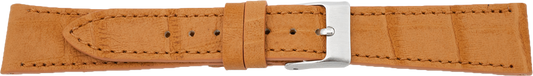 Bracelet de montre en cuir PREMIUM, gaufrage crocodile, cognac, 21mm