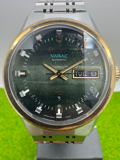 King Seiko VANAC (Juli 1973) – grünes Textur-Zifferblatt, Ref. 5626-7230T, Original-Stahlband