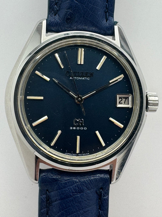 Rarity: Citizen Highness 36000 – Ref. 4-740203 Y – Caliber 7430, 36,000 bph automatic, chronometer quality – blue dial – October 1971 – freshly serviced