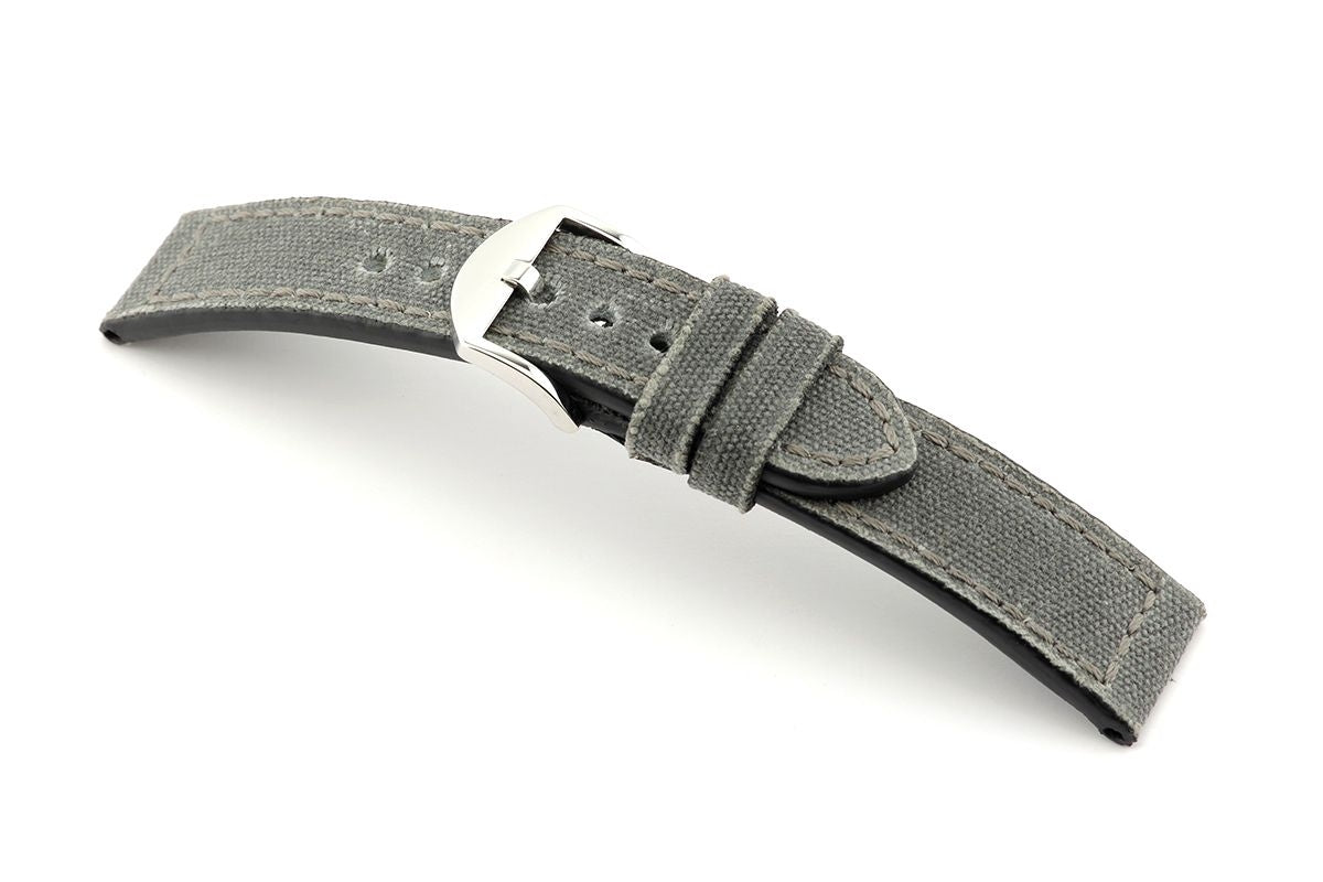 RIOS1931 Echt Canvas Uhrenarmband (steingrau) - 20mm - Länge M