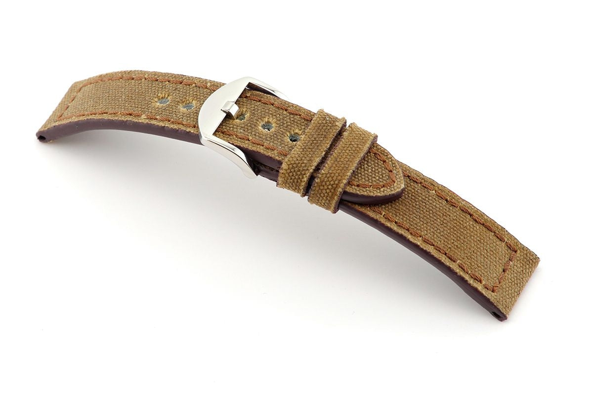 RIOS1931 Echt Canvas Uhrenarmband (cognac) - 20mm - Länge M