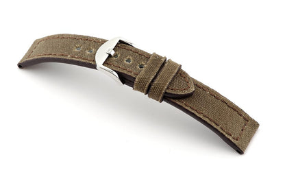 RIOS1931 Echt Canvas Uhrenarmband (mokka) - 20mm - Länge M