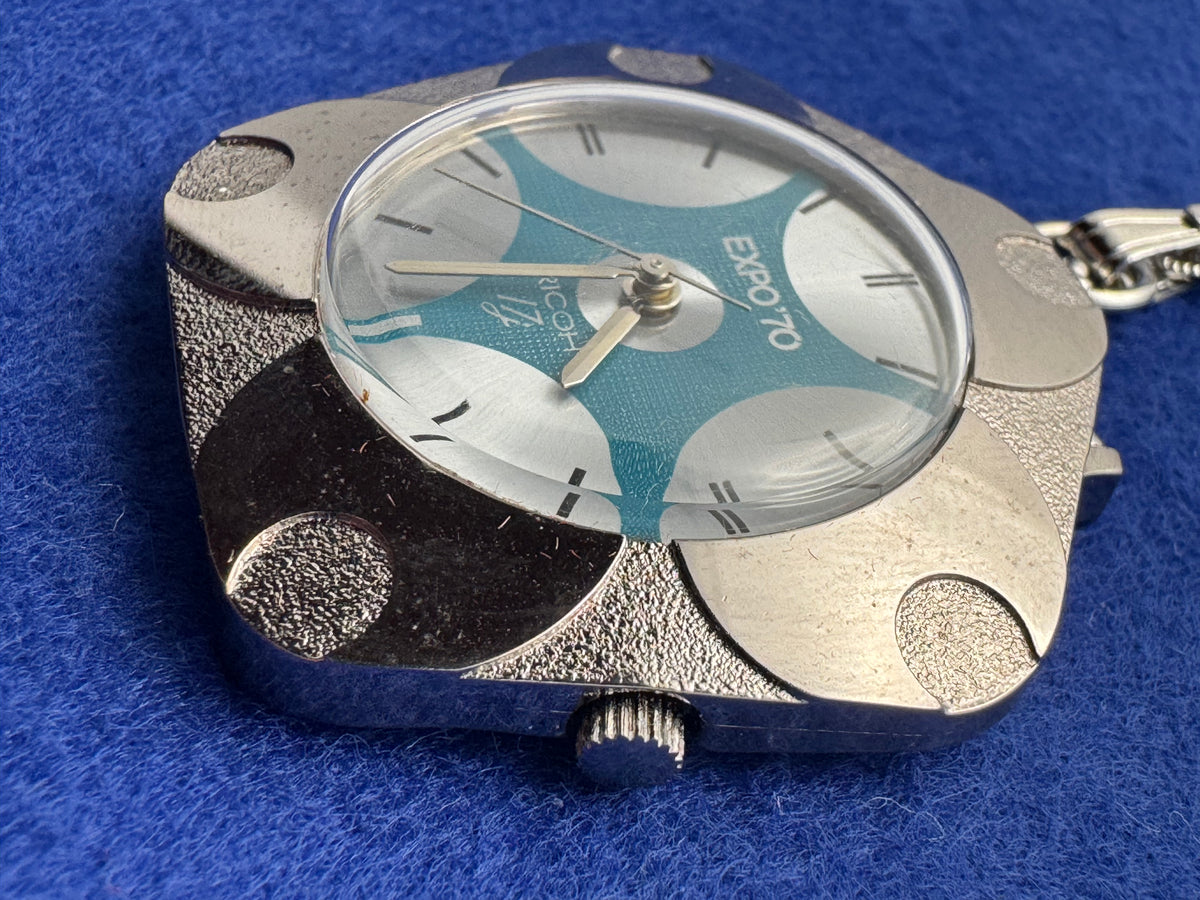 Ricoh Expo '70 Pendant Watch – Cherry Blossom Case, Blue Dial – Unworn with Original Box