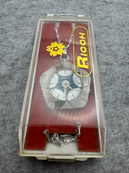 Ricoh Expo '70 Pendant Watch – Cherry Blossom Case, Blue Dial – Unworn with Original Box