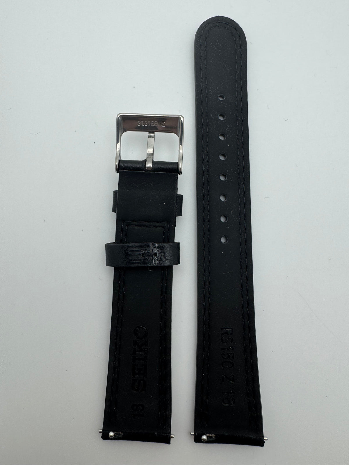 Seiko Lederarmband RS15C18BK 18-16 mit Schnellwechselsystem 18 mm – glattes Rindleder, schwarz (JDM)