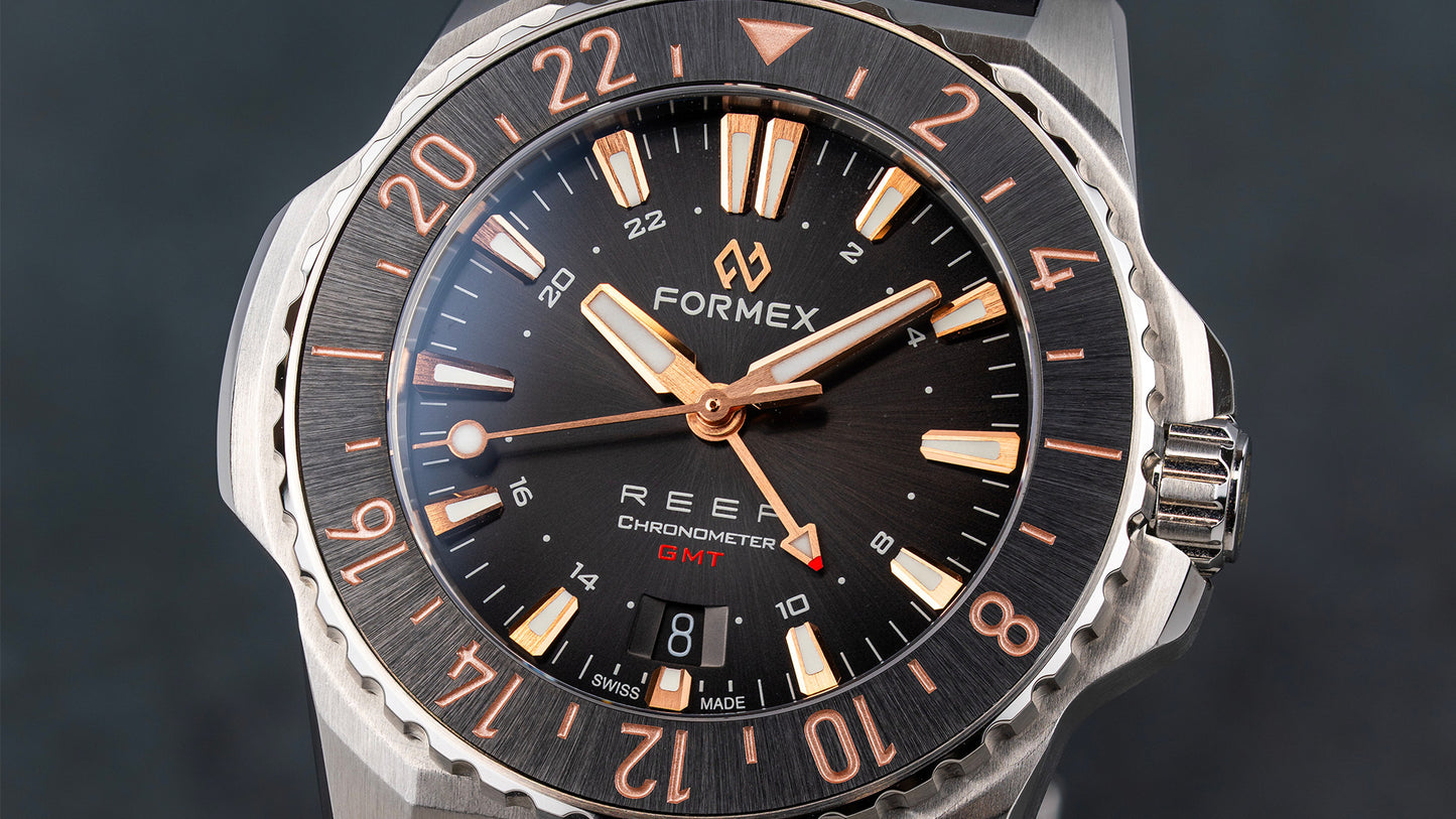 Formex REEF GMT Automatik COSC 300M "Schwarz/Vergoldet" 42mm