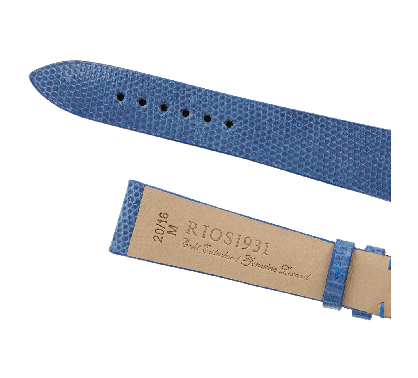 RIOS1931 Genuine Lizard Leather Watch Strap (Royal Blue) - 18mm - Length M