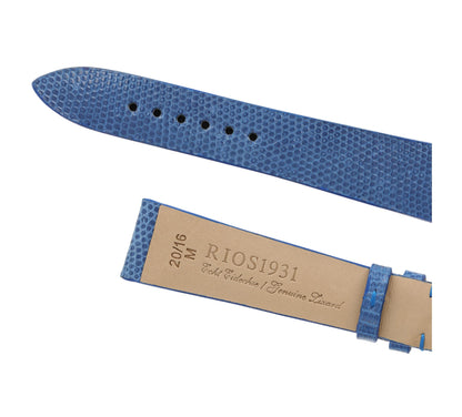 RIOS1931 Genuine Lizard Leather Watch Strap (Royal Blue) - 18mm - Length M