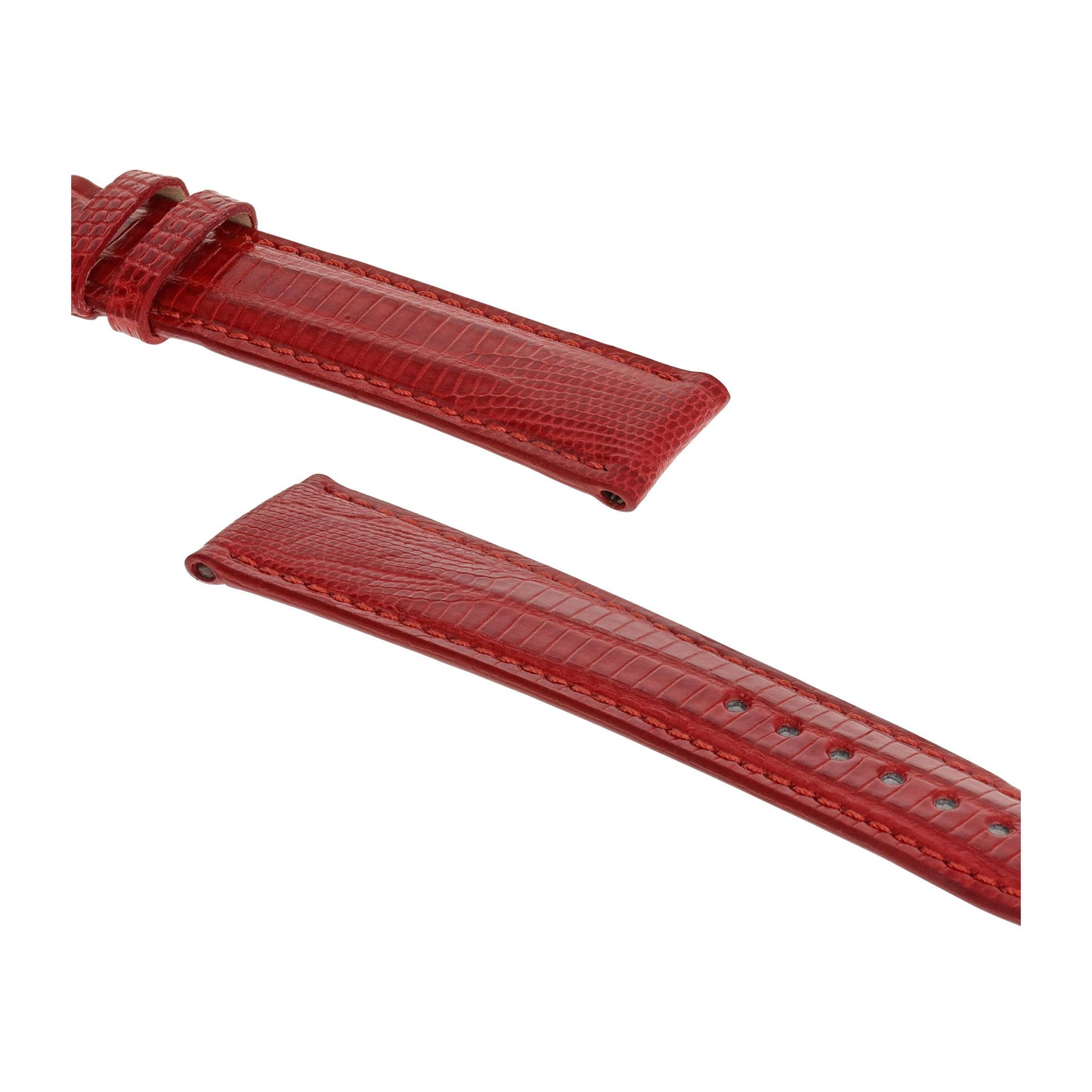 RIOS1931 Echt-Teju-Eidechsenleder-Uhrenarmband (Rot) - 18mm - Länge M