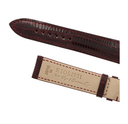 RIOS1931 Echt-Teju-Eidechsenleder-Uhrenarmband (Bordeaux) - 20mm - Länge M