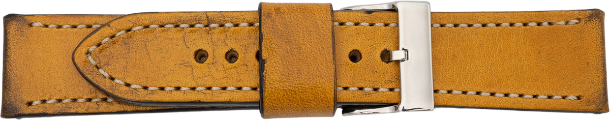 PREMIUM Leather Watch Strap, Hand-Finished, Yellow, 20mm