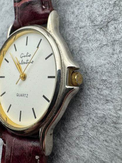 Giulio Valentino Quartz (JDM) – Flat Two-Tone Dress Watch, 34.7 mm – Only 7.2 mm High