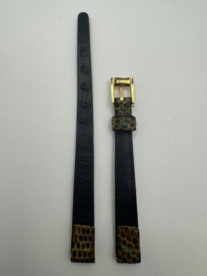 Vintage NOS Lizard Watch Strap in Honey Brown, 9 mm – also suitable for fixed spring bars (clip closure), with box (Japan)