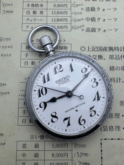 Montre de poche Seiko Precision Second Setting – Réf. 6110-0010T – Montre de service ferroviaire JNR – Shōwa 48 / 1973