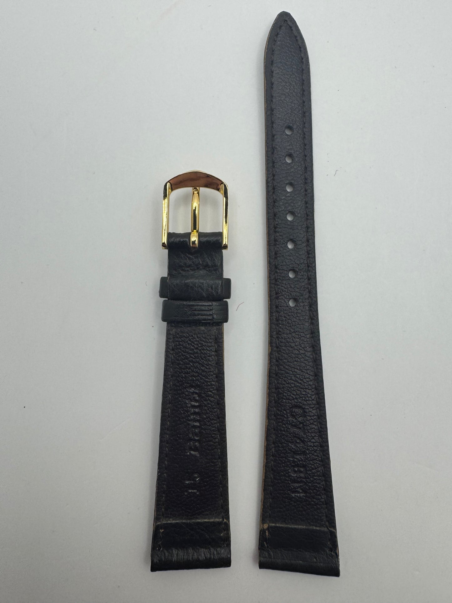 Bambi „High Quality" – Vintage NOS Echtlederband in Schokoladenbraun, 15 mm, goldfarbene Schließe, mit Box (Japan)