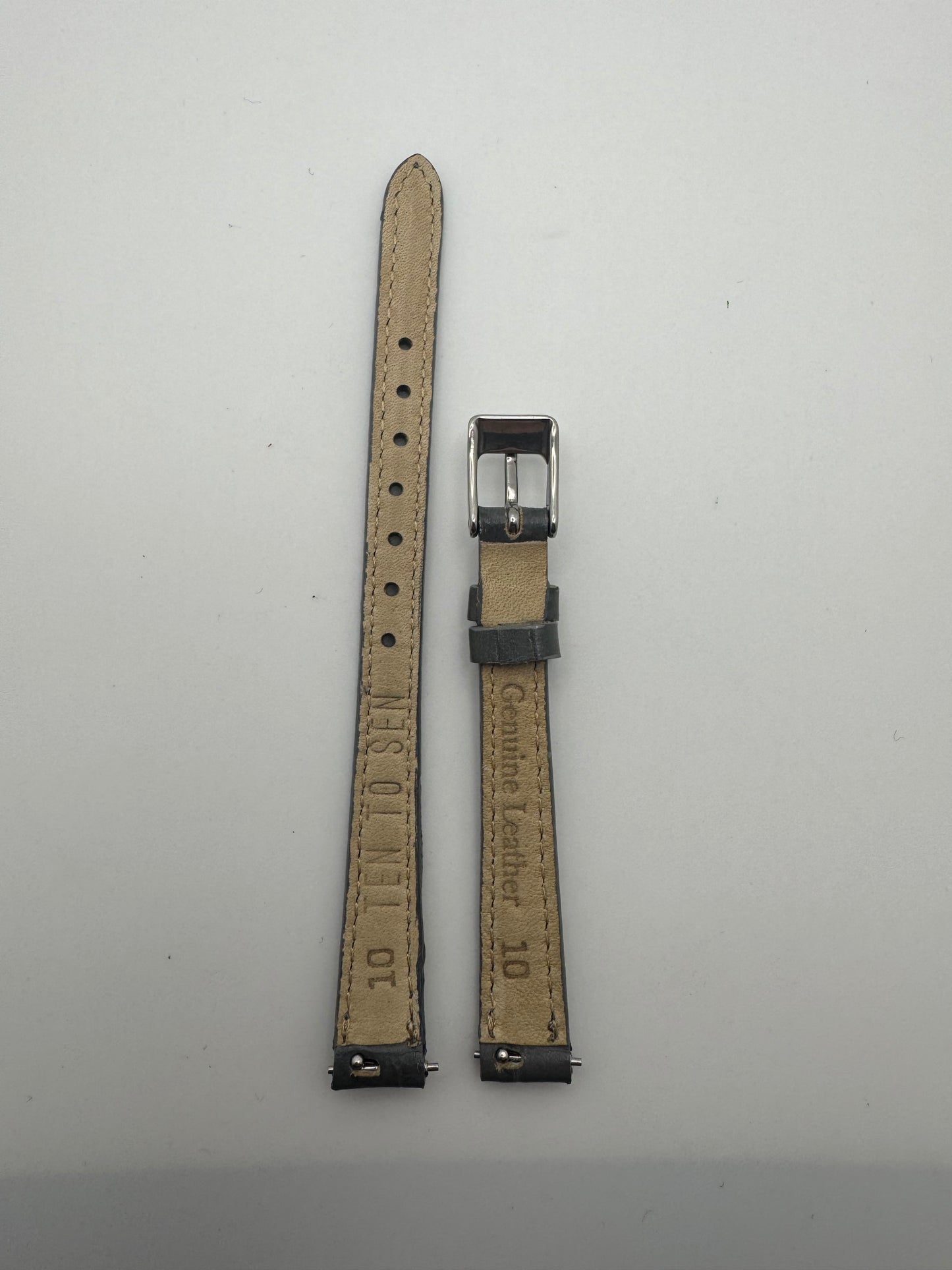 TEN TO SEN Leather Strap Grey – 10 mm (Made in Japan)
