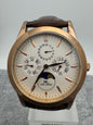 KARL-LEIMON Classic Pioneer – Calendrier complet avec phases de lune – Or rose/Blanc