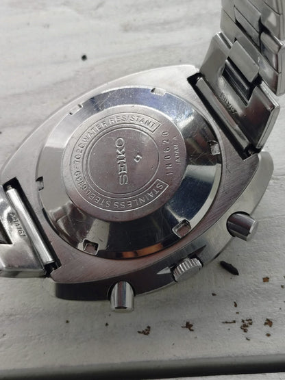 Seiko 5 Sports Speed-Timer 6139-7020 – Caliber 6139, 21 jewels, Suwa Seikosha – champagne dial, original bracelet – November 1971 – freshly serviced