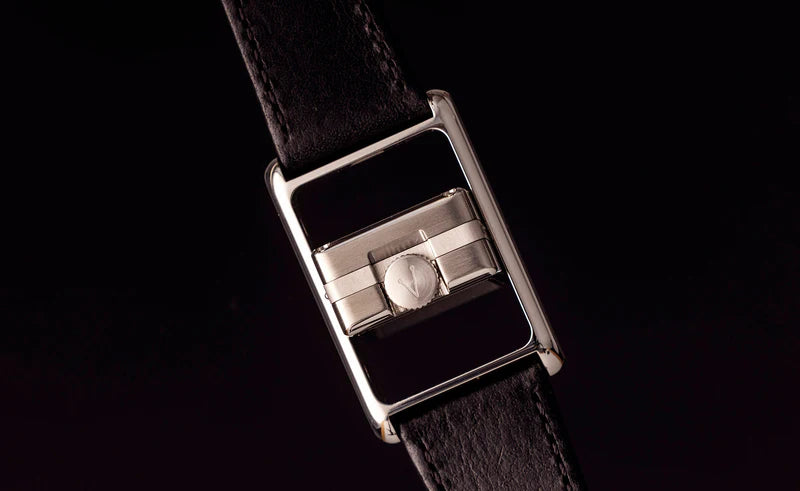 VARIO VERSA Reversible Dual Time Silver-Black Enamel Watch