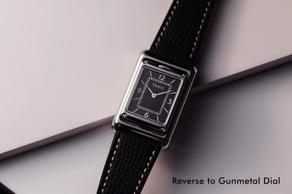 VARIO VERSA Reversible Dual Time Eastern Arabic Gunmetal-Green Enamel Watch