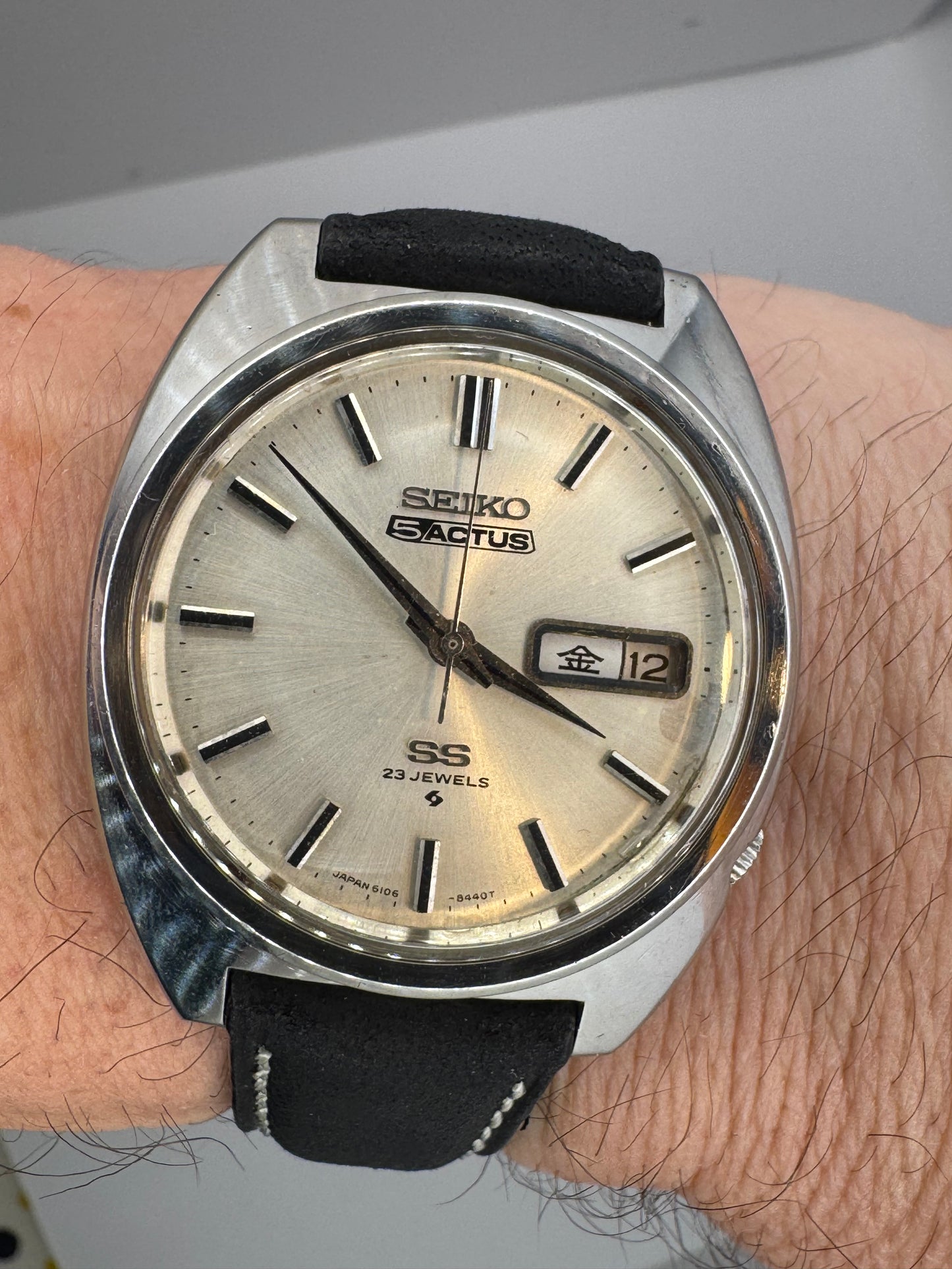 Vintage Seiko 5 Actus SS Automatic 23 Jewels Ref. 6106-8420 (November 1970) – JDM, Bilinguales Day-Date, Caliber 6106 (61GS-Verwandte Architektur) – Komplett revidiert Januar 2026