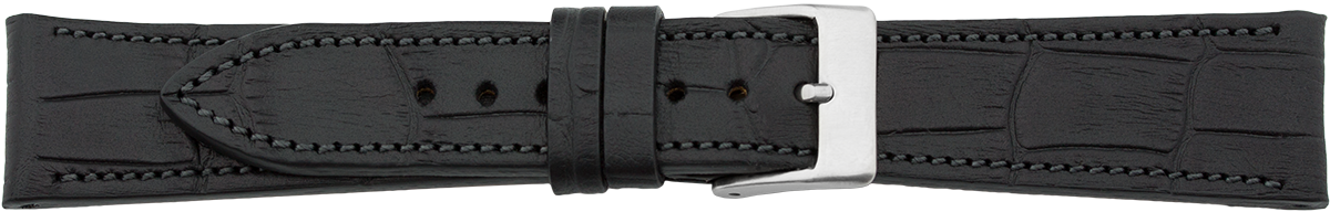PREMIUM Leather Watch Strap Crocodile Embossed Black 21mm