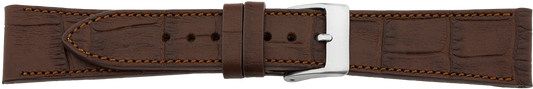 Bracelet de montre en cuir de première qualité gaufré crocodile marron foncé 21mm
