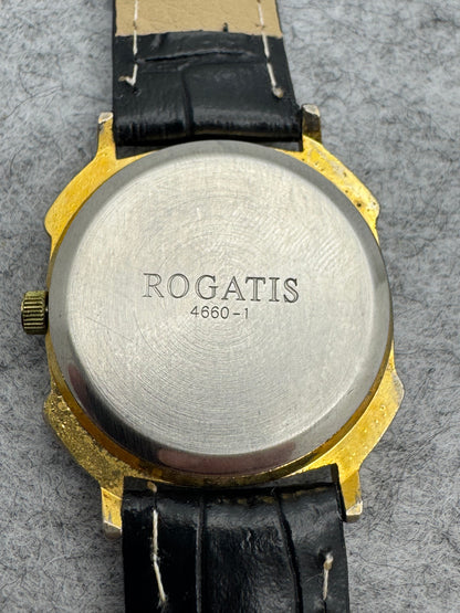 Rogatis Quartz – Two-Tone Case with Black Dial – Japanese Ladies' Watch with New Leather Strap