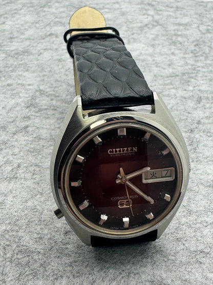 Citizen Cosmotron Electronic 7803-790553 – Burgundy Dial – April 1975 - freshly serviced