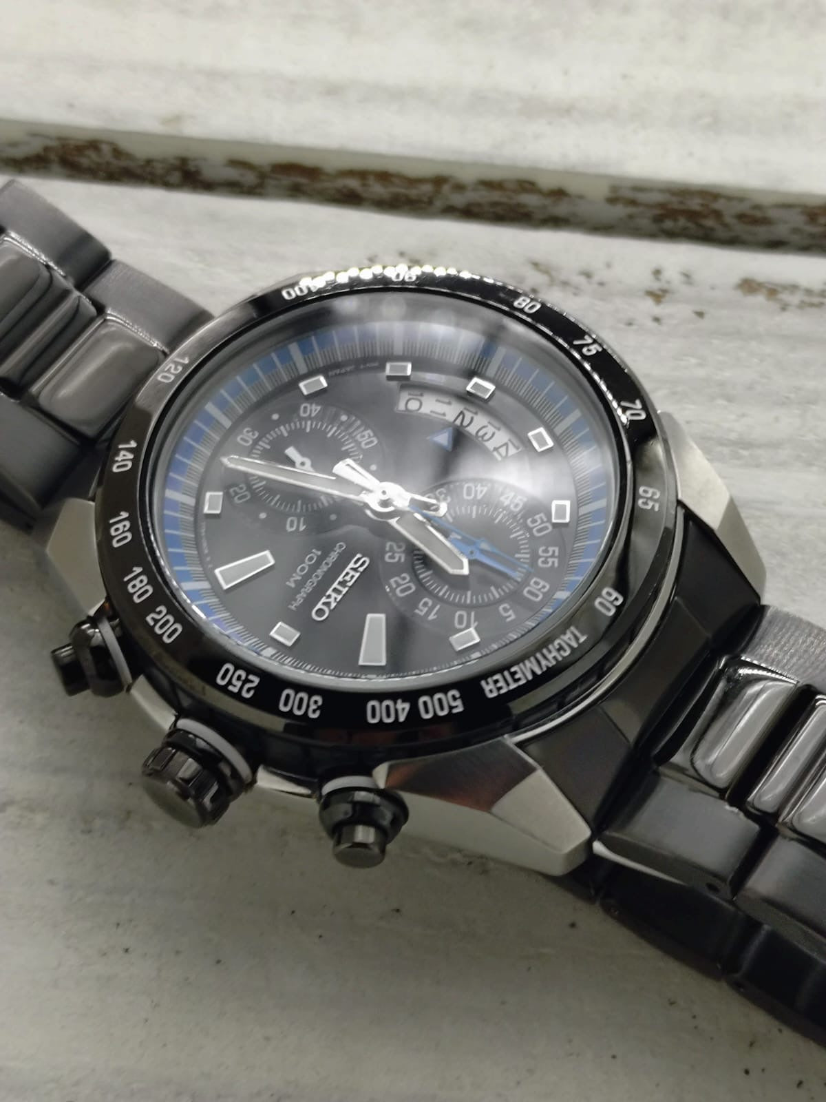 Seiko Chronograph 7T94-0AY0 – Quarz, Tachymeter, 100 m – 43,5 mm – März 2008