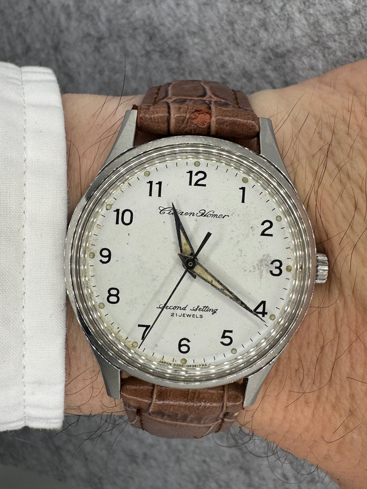 Citizen Homer Second Setting – JNR / Japanese National Railways Montre de service – Shōwa 52 (1977) – 21 rubis – fraîchement révisée