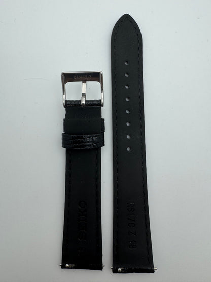 Seiko Leather Strap RS17C18BK 18-16 with Quick-Change System 18mm – Cowhide with Teju Lizard Embossing, Black (JDM)