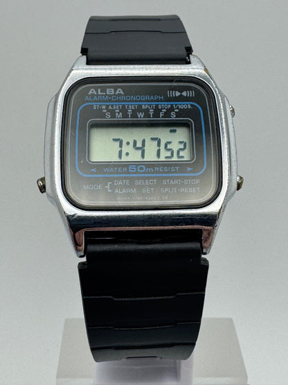 ALBA Alarm-Chronograph Y799-5020 – Dezember 1985 – Seiko-Zweitmarke, digitale JDM-Uhr – revidiert, neues Band