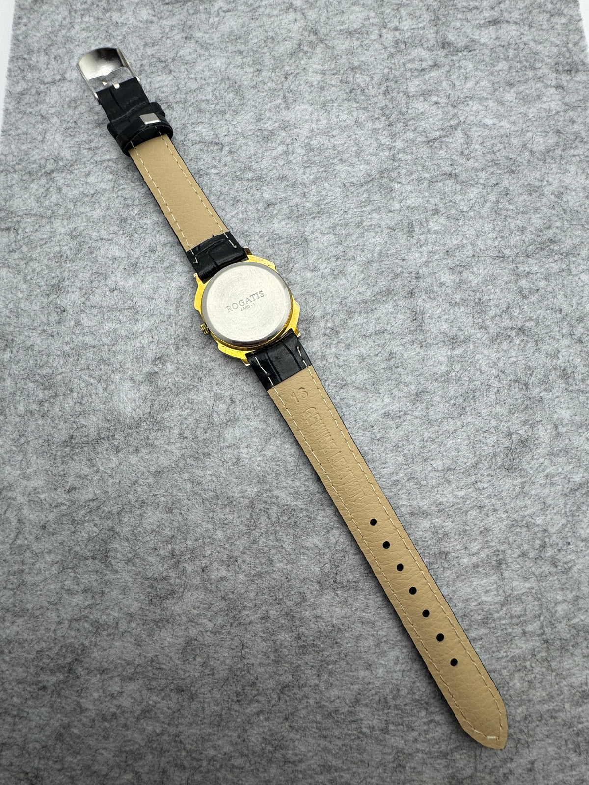 Rogatis Quartz – Two-Tone Case with Black Dial – Japanese Ladies' Watch with New Leather Strap