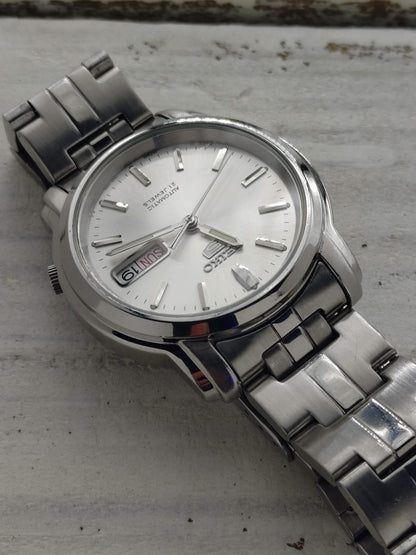 Seiko 5 Automatic SNKL81 (7S26-03S0) -ca. 2005-2010 – Silbernes Sunburst-Zifferblatt & Tag/Datum – 21 Jewels, Made in Japan