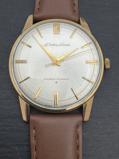 Seiko Liner « Diashock 23 Jewels » – Réf. J15007E – Calibre 3140, remontage manuel – Plaqué or – Début des années 1960 – Récemment révisée