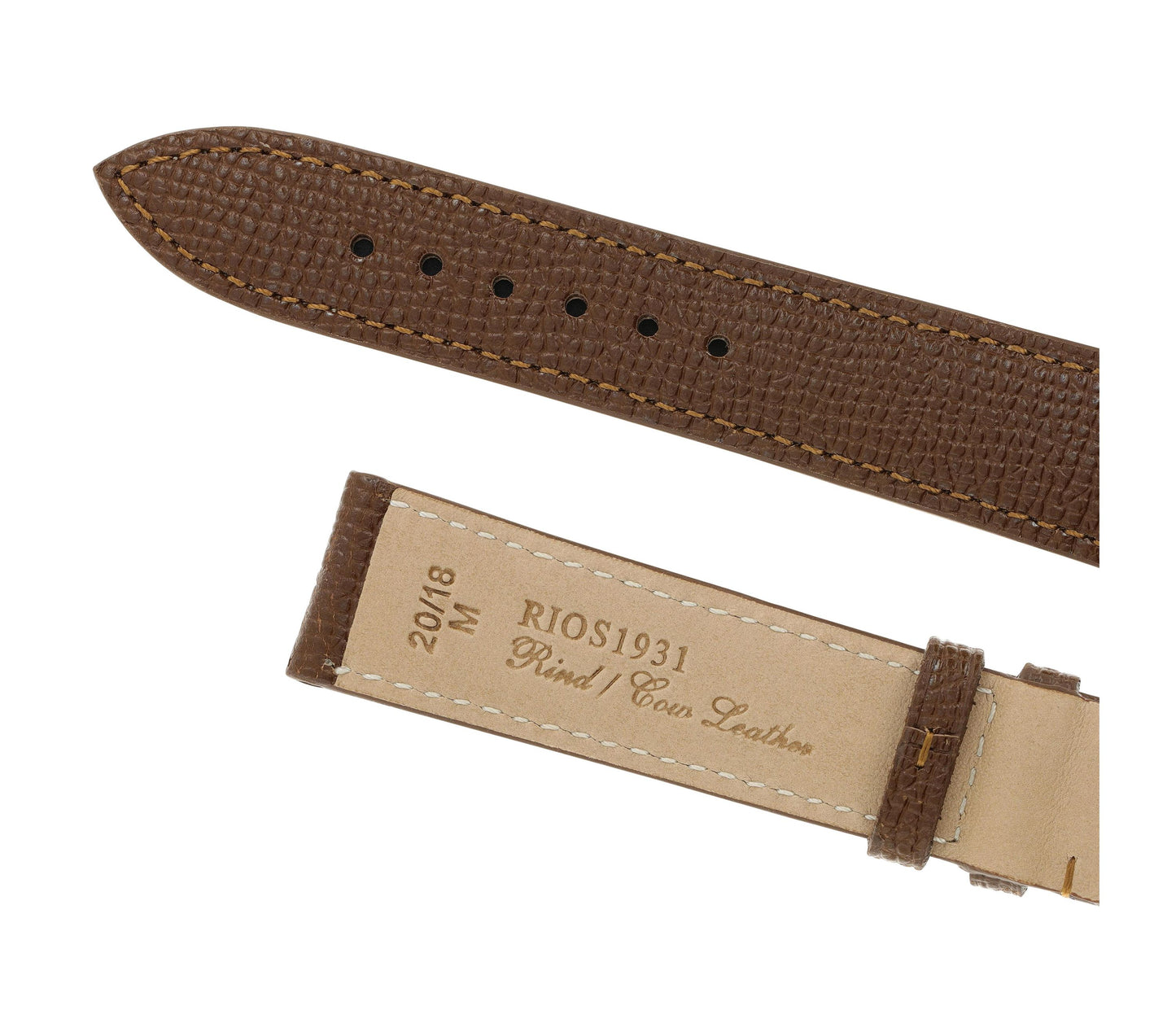 RIOS1931 Rindsleder-Uhrenarmband (Tabak) - 22mm - Länge M