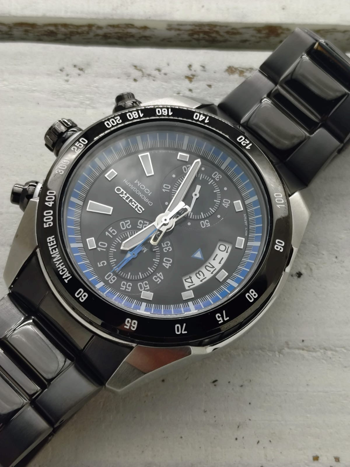 Seiko Chronograph 7T94-0AY0 – Quarz, Tachymeter, 100 m – 43,5 mm – März 2008