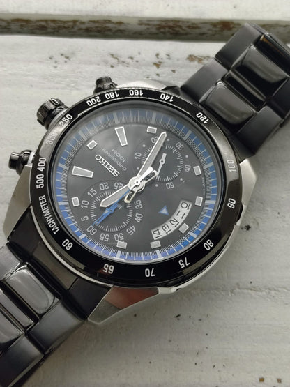 Seiko Chronograph 7T94-0AY0 – Quarz, Tachymeter, 100 m – 43,5 mm – März 2008