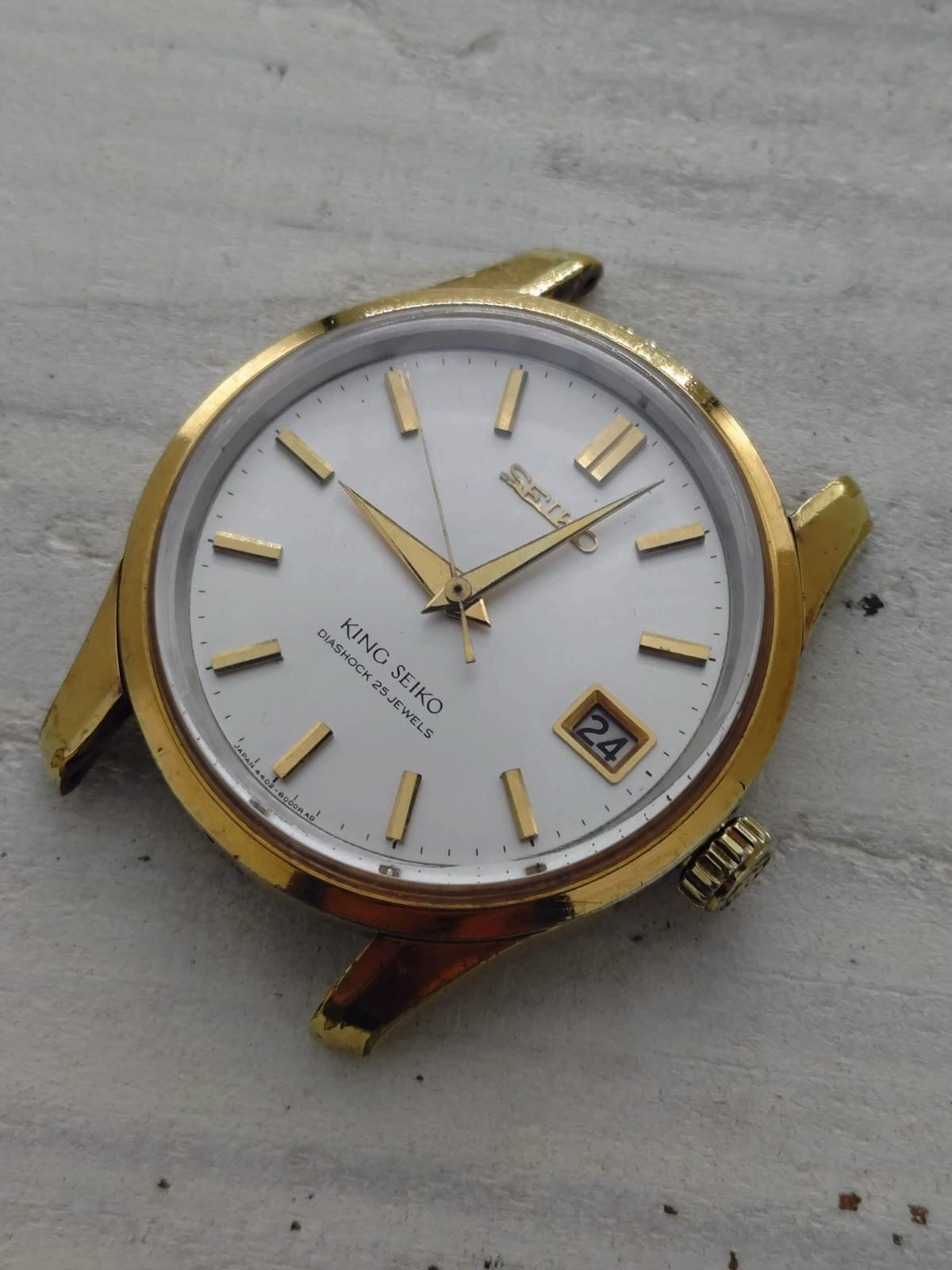 King Seiko 44KS – Ref. 4402-8000 – Caliber 4402A, manual wind with hacking seconds, Daini Seikosha – medallion case back – September 1966 – freshly serviced