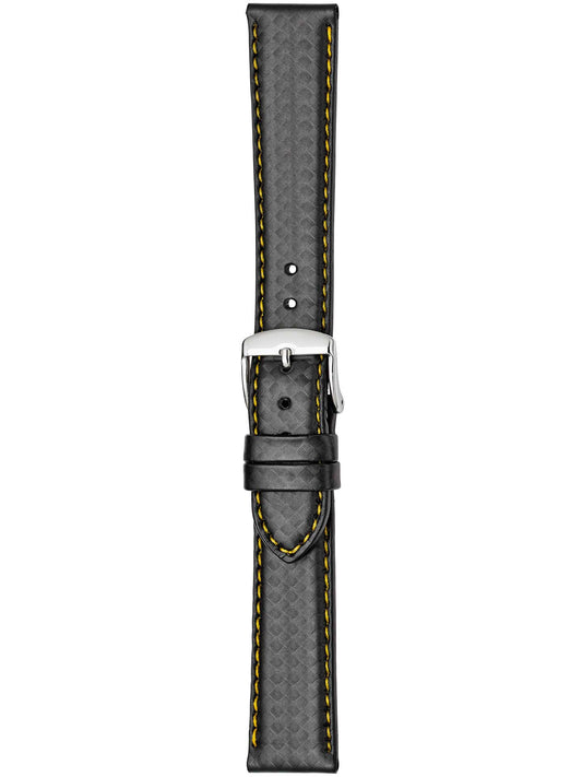 Herzog Carbon-Sport Lederarmband Schwarz-Gelb