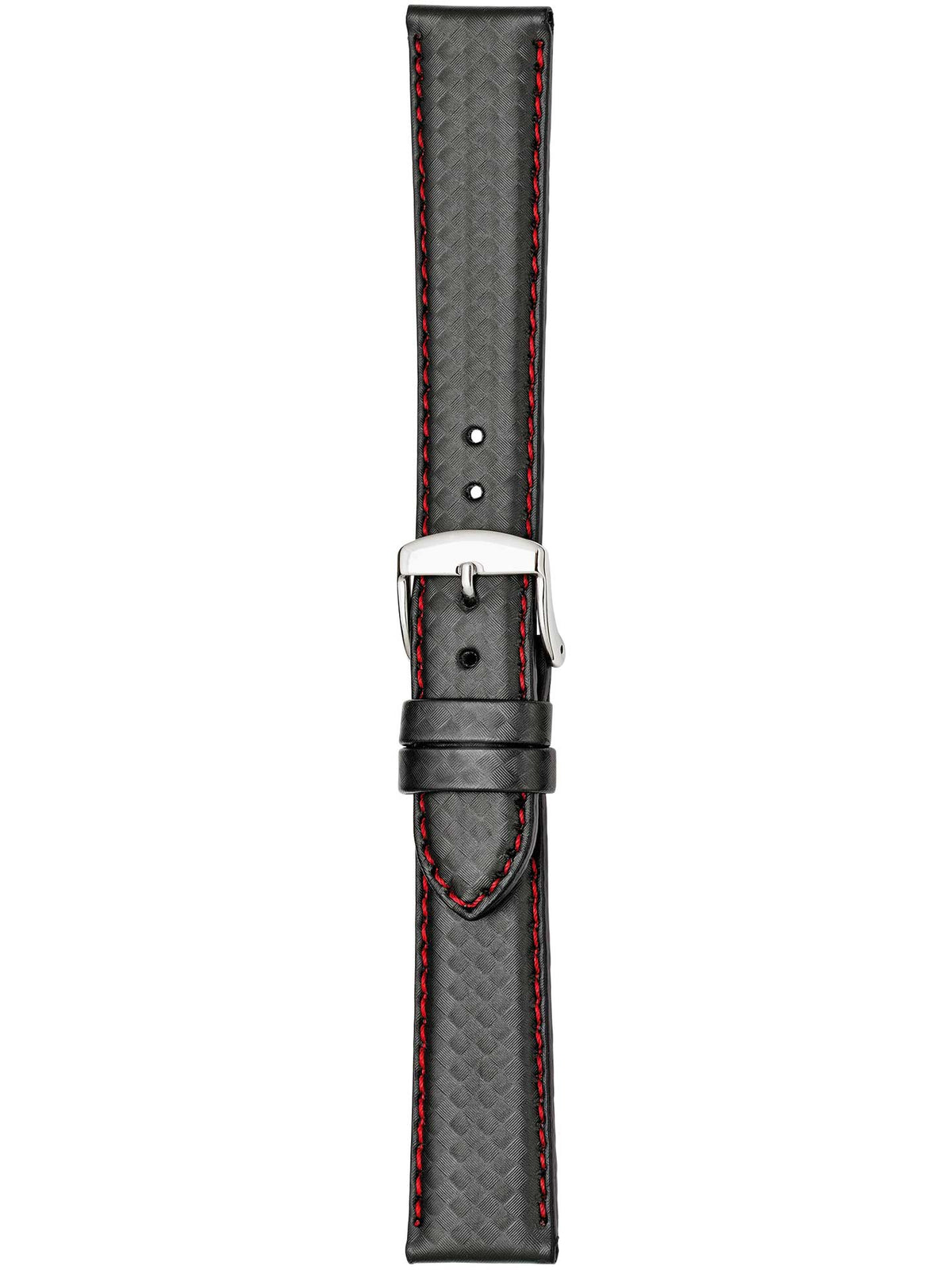 Herzog Carbon-Sport Lederarmband Schwarz-Rot