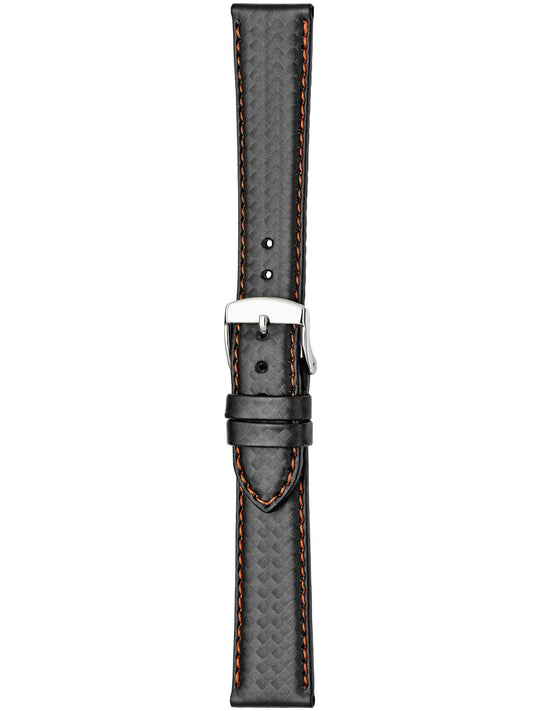 Herzog Carbon-Sport Lederarmband Schwarz-Orange