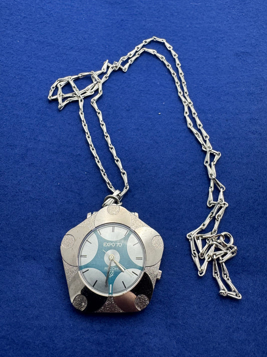 Ricoh Expo '70 Pendant Watch – Cherry Blossom Case, Blue Dial – Unworn with Original Box